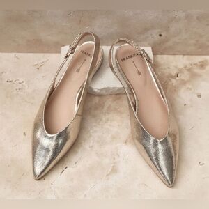 Frankie 4 Luna Gold Shoes Size 7 Sling Back Flats Slip On Comfort Shoes Leather